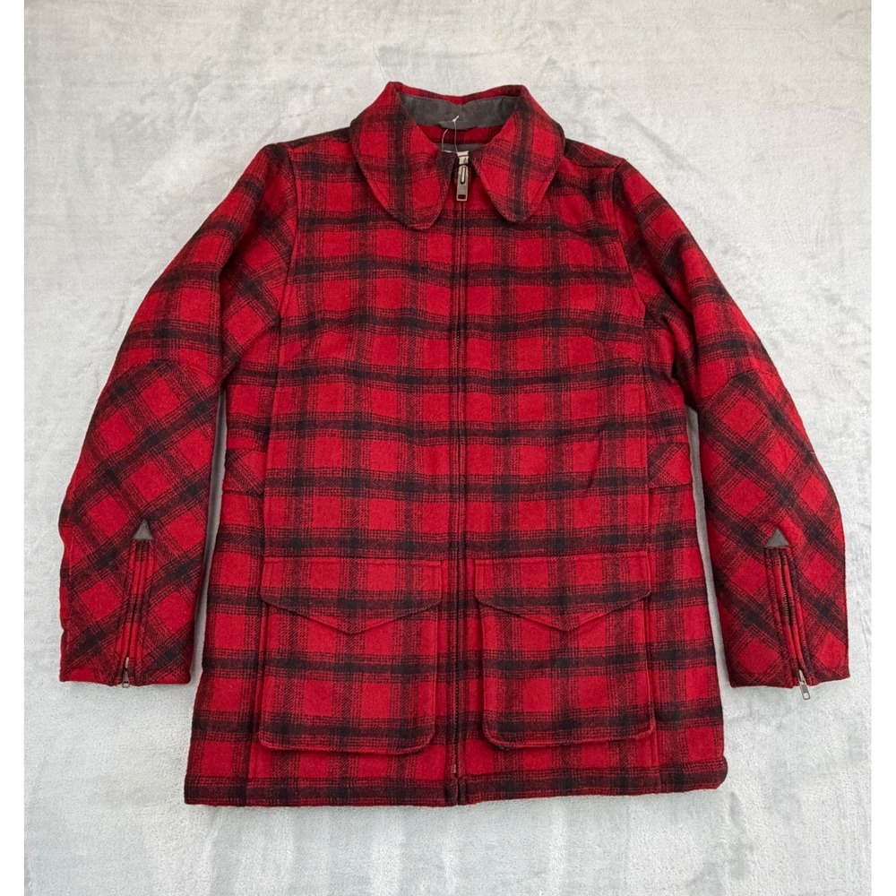 LL Bean Womens Maine Guide Wool Parka Coat Primaloft Medium Buffalo Plaid 271121